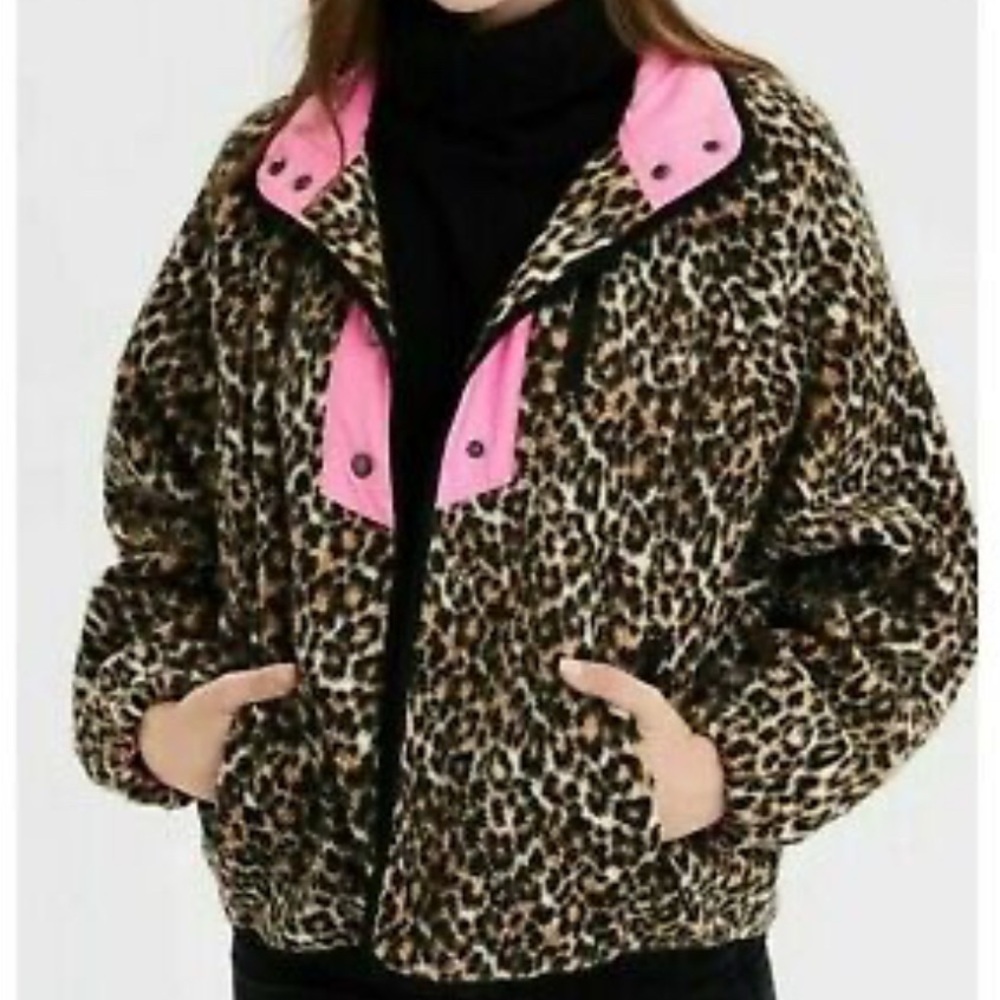 American Eagle Leopard Fleece Jacket